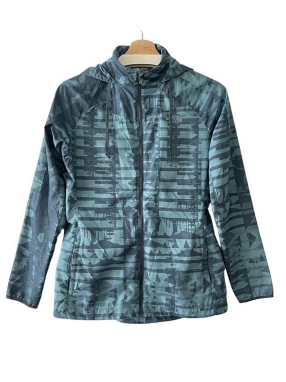The North‎ Face Women’s Teal Blue Lightweight Hybrid Windbreaker Hooded Jacket S